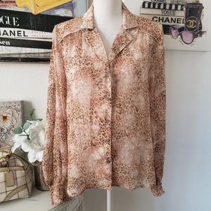 Animal Print Long Sleeve Blouse